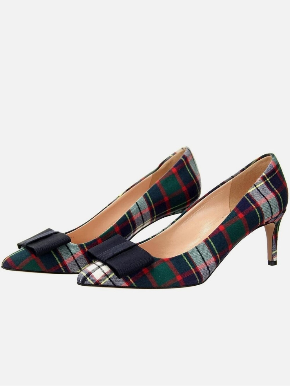 J. Crew Plaid Bow Pointed-Toe Kitten Heels, NWOB